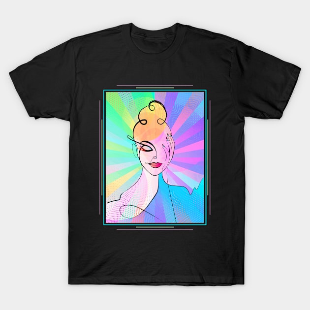 Modern Woman Pop Art Portrait T-Shirt by Space Sense Design Studio